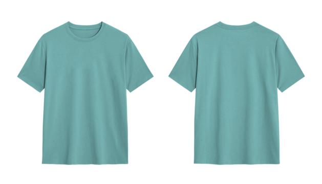 Plain Turquoise Blue T Shirt Mock up with Isolated White Background
