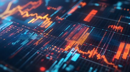 Abstract Digital Interface with Data and Charts