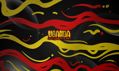 uganda independence day background with flat red and yellow smoke design flying on black background