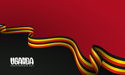Uganda independence day background with Ugandan flag design is long and waving irregularly