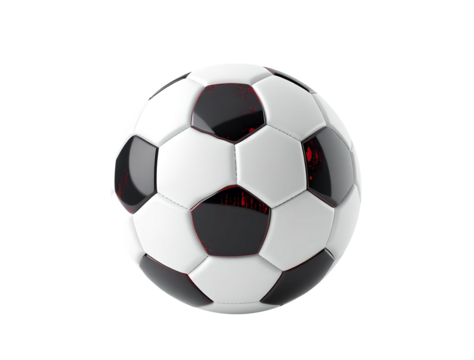 3D Shiny Soccer Ball with Transparent Background