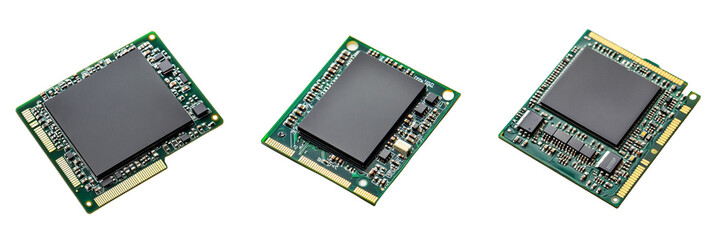 A set of  SSD Solid State Drive Isolated in a Transparent Background 