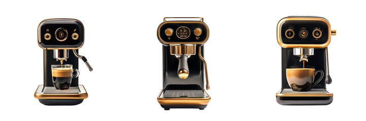 A set of Espresso Machine Isolated in a Transparent Background