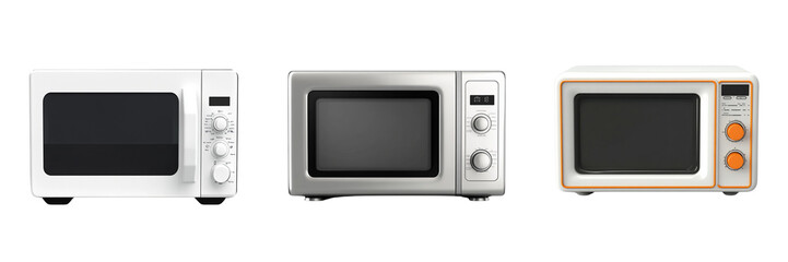 A set of Microwave Oven Isolated in a Transparent Background