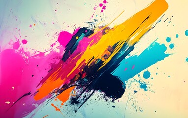 Naklejka premium Vibrant abstract art featuring bold splashes of color on a light background, perfect for modern decor and creative projects.