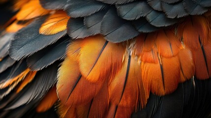 Obraz premium Close-up of chicken feathers showcasing detailed textures and colors