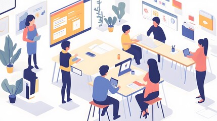 Diverse Team of Professionals Collaborating in a Modern Office Setting