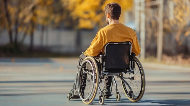 Wheelchair user participating in student sports activities,