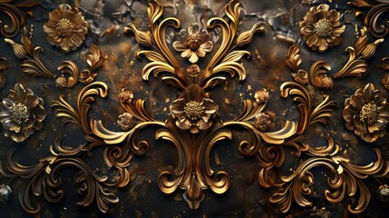 Iron ornament background seamless damask pattern luxurious.