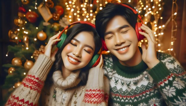 tmujer thailandesa disfrutando de el invierno en navidad 