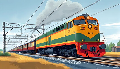 Obraz premium Train at Sunset