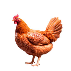 Fototapeta premium A vibrant orange chicken stands majestically, showcasing its beautiful plumage and lively character in a farm setting.