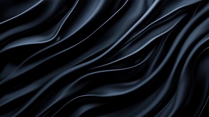 Fototapeta premium Elegant Black Silk Fabric with Smooth Waves and Luxurious Texture in Abstract Background