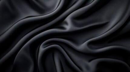 Obraz premium Elegant Black Silk Fabric with Smooth Waves and Luxurious Texture