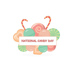 National Candy Day vector. Different types of candiesWeb