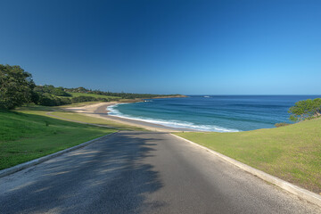 Coastal road and blue sky