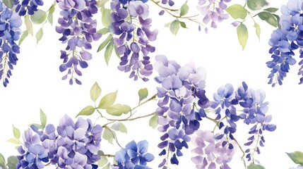 Fototapeta premium Nostalgic PNG design with watercolor wisteria elegance