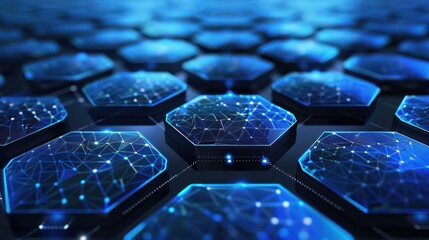 Abstract blue technology hexagonal background