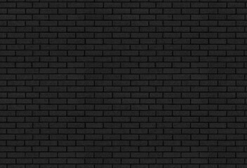Brick wall painted as black background texture in a seamless pattern for a dark backdrop