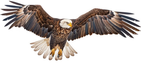 Obraz premium Realistic Bald Eagle in Mid-Air with Full Wingspan Isolated On Transparency Background