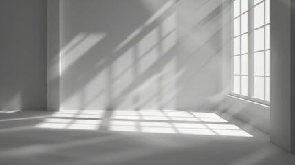 Gray background for product presentation with shadow and light from windows 