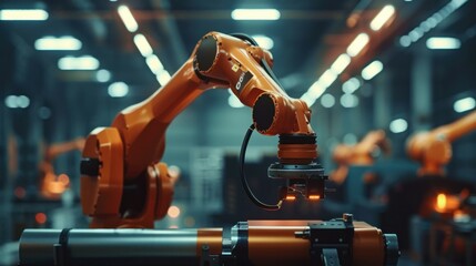heavy automation robot arm machine in smart factory industrial,Industry 4.0 concept image. 