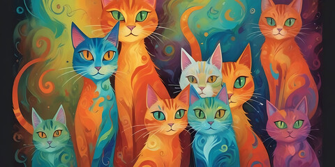 Cat in Vibrant Colors