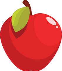 Red apple shining with green leaf for a healthy snack or sweet dessert
