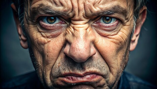 A repulsed expression on a face with scrunched up features, pinched nose, and pursed lips, conveying intense distaste