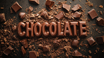 chocolate text on chocolate background, chocolate backgorund