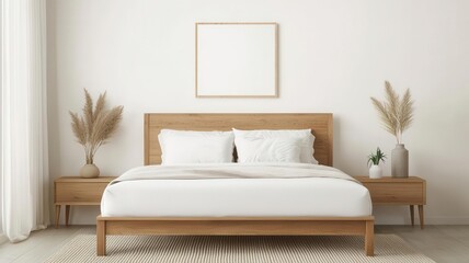 Bright bedroom with a teak bed frame and ecofriendly bedding, showcasing sustainable furniture choices Teak bed frame, Ecofriendly bedroom