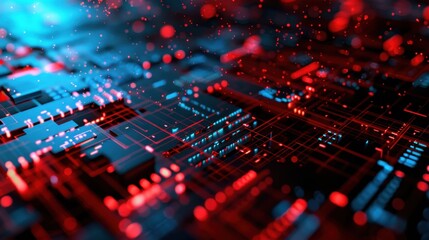 Futuristic Digital Landscape, an abstract representation of advanced technology intertwining with vibrant colors and intricate patterns, evoking a sense of innovation and exploration.