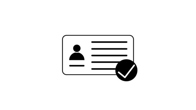 Personal data check with chick icon animation. identification card with chick mark. manager check list id card animation.4k