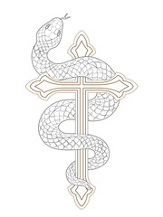 Snake tattoo design, old school and black and gray style snake tattoo, line artwork