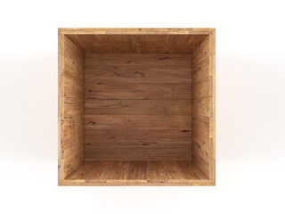 Open wooden box