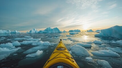 Arctic kayaking adventure navigating through icy waters and glaciers