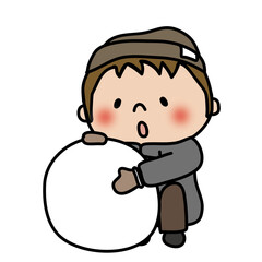 雪だるまをつくる子供（男の子）