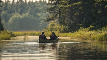 Obraz premium Canoeing with wildlife, observing animals in their natural habitat
