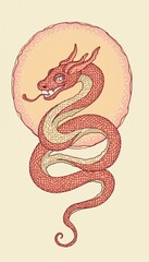 Obraz premium A vibrant and intricate illustration of a red dragon, symbolizing power and wisdom, perfect for use in Asian culture themes, folklore projects, or branding.