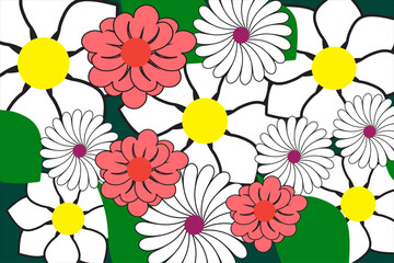 Floral seamless pattern featuring flowers, leaves, and swirls in a vintage style, creating a continuous, timeless design