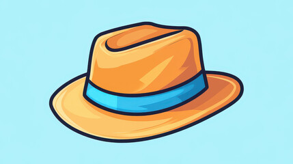 Vibrant cartoon illustration of a stylish hat, set against a clean and simple background for a fresh look.