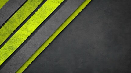 Fototapeta premium Modern techinspired abstract banner featuring green stripes on a textured grey background, perfect for corporate use.
