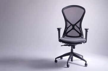 an ergonomic office chair, featuring adjustable lumbar support and mesh backrest