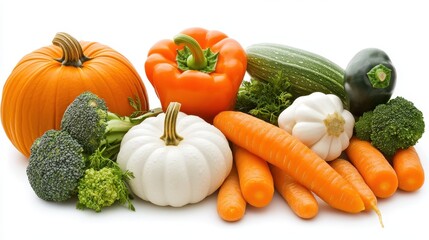 Fresh Vegetables Assortment   Pumpkin  Broccoli  Carrots  Zucchini  Bell Pepper
