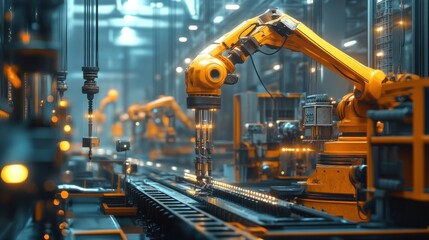 Innovative offshore drilling rig, automated machinery in use, futuristic oil and gas industry concept, robots assisting workers, high-tech visuals