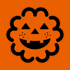 SunnyCookie, Halloween series. 
It features a unique jack-o'-lantern design on an orange background resembling a pumpkin.
