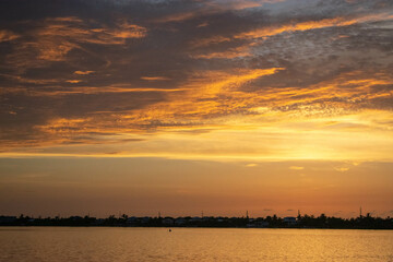 sunset over the bay