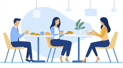 Business People Meeting Over Lunch at Restaurant Table