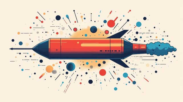 Flat design style bomb with minimalistic shapes and bold outlines.