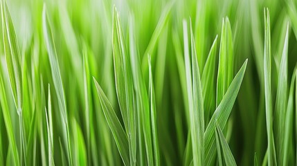Naklejka premium Green Grass Blades Close Up Macro Photography